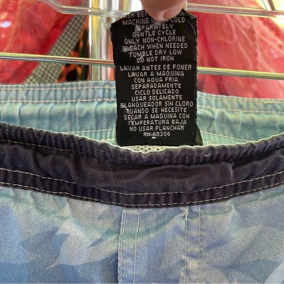 Men's Y2K Blue Board Shorts - Dragon & Floral Design Wrap Around Print SZ Small - Picture 7 of 7